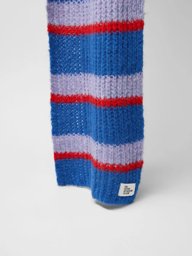 Chunky Knit Scarf - Blue Violet Stripe