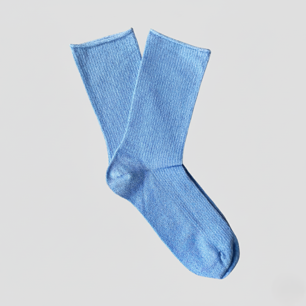 Glitter Lurex Socks - Light Blue