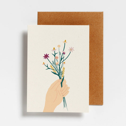 Postcard - Hand with Flowers