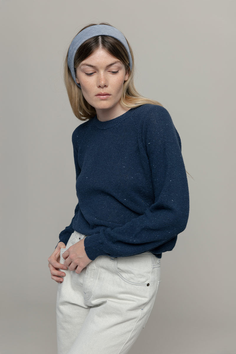 Alice Recycled Denim Knit Jumper - Baltic Blue