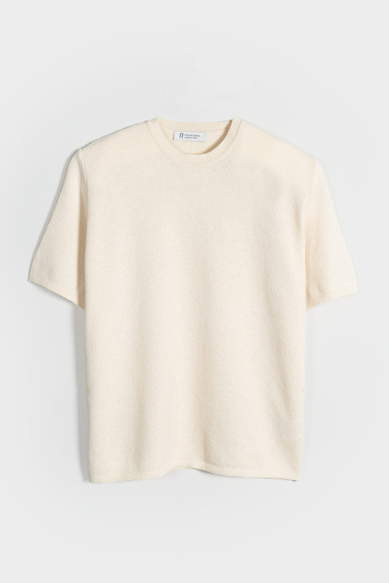 Carlotta Cotton Knit T-Shirt - White Burro