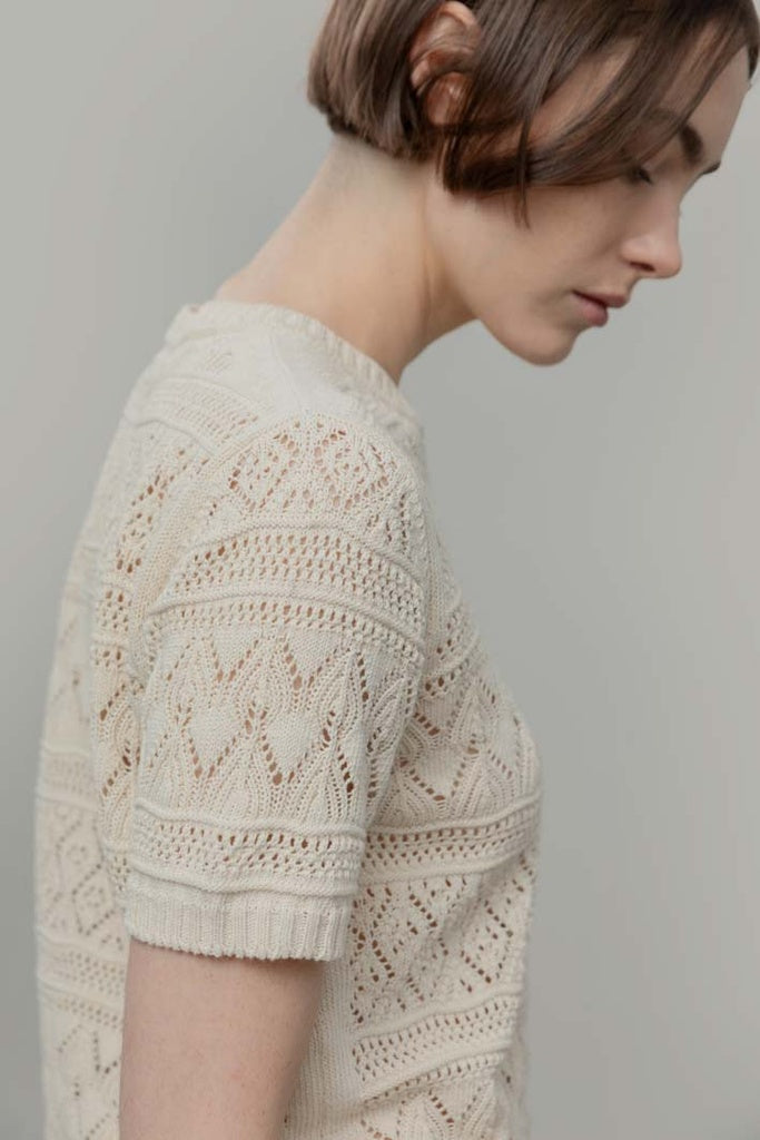 Neda Cotton Knit T-Shirt - White Burro