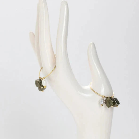 Pyrite & Pearl Hoops