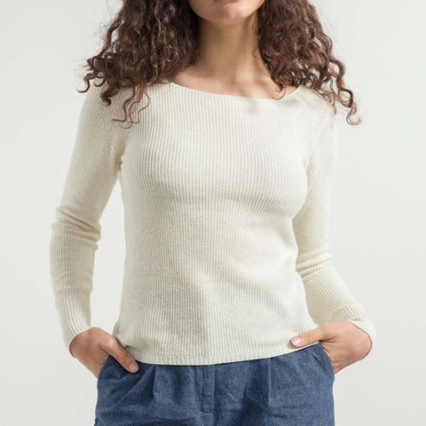 Recycled Silk 2-sided Sweater Giselle - Off White