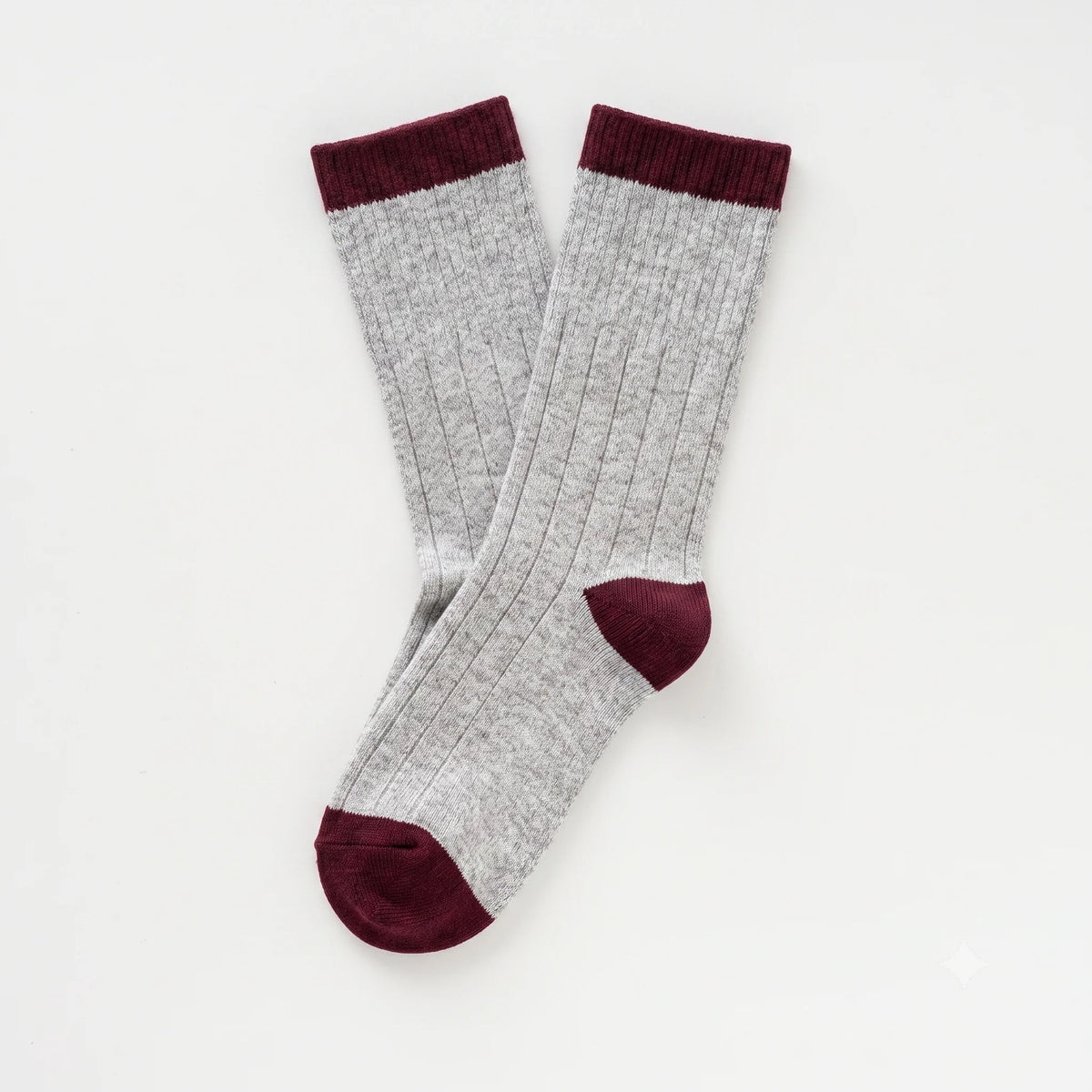 Merino Wool Socks with Bands - Sand/Burgundy