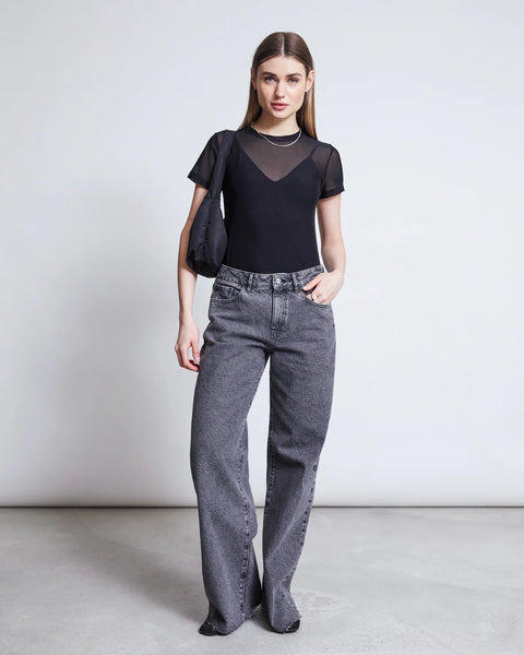 LAST ONE in 31 - Sunny Wide Leg Jeans - Light Grey