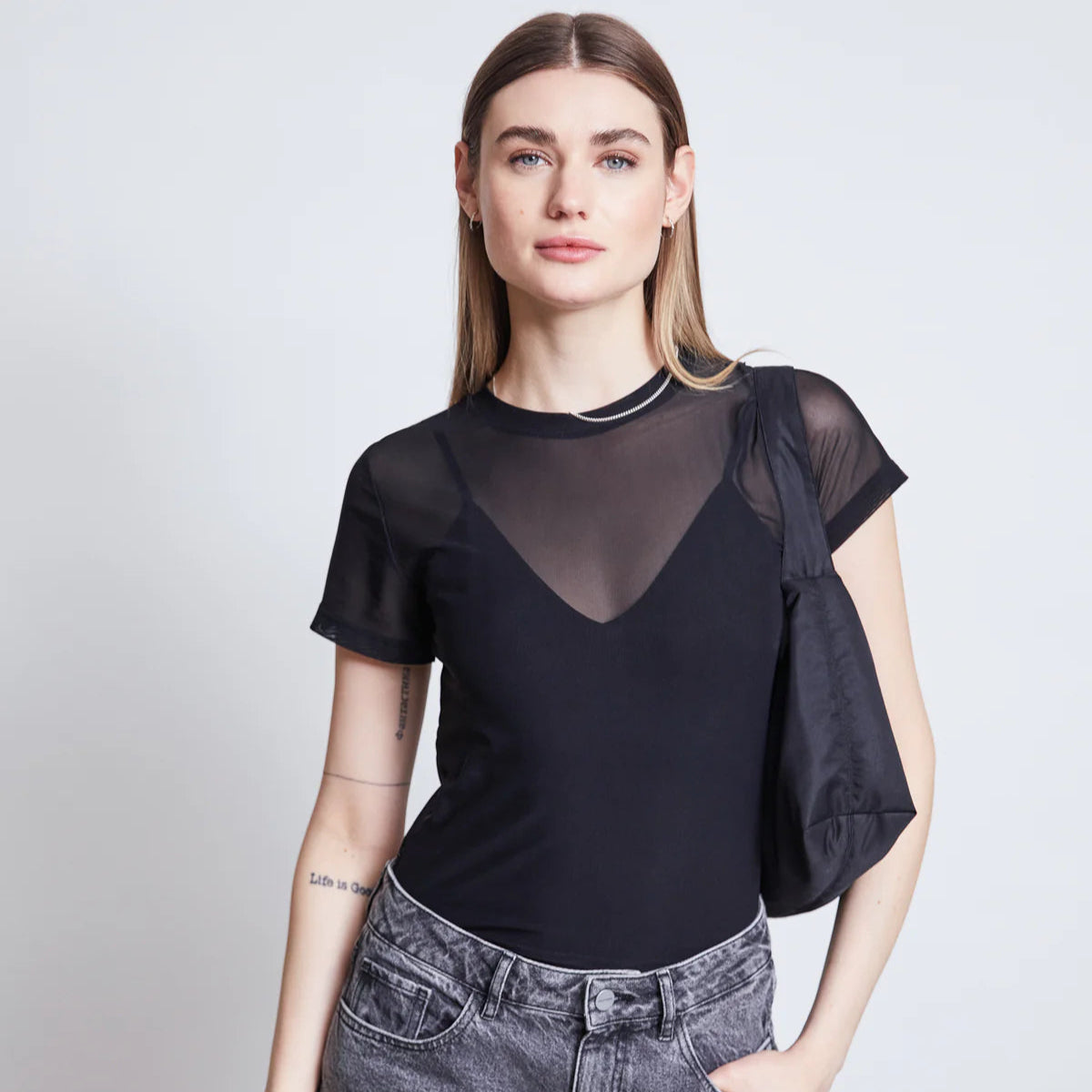 Evie Mesh T-Shirt - Black