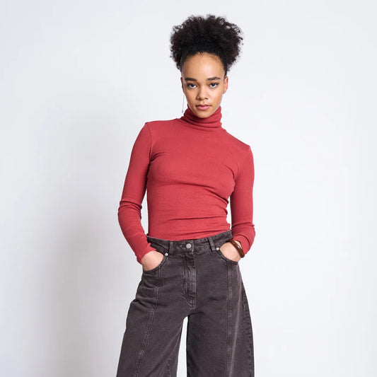 Chuva Minirib Turtleneck - Mid Red