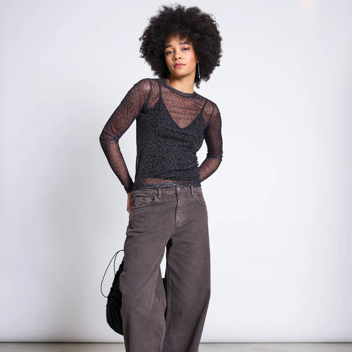 LAST ONE in XL - Dora Mesh T-Shirt - Dark Leopard