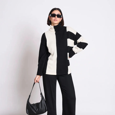 Altin Turtleneck Jumper - Off-white/black