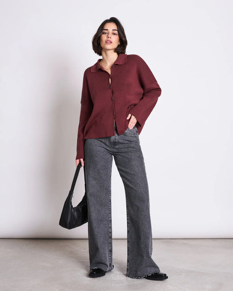 LAST ONE in M - Anjo Knitted Cardigan - Syrah