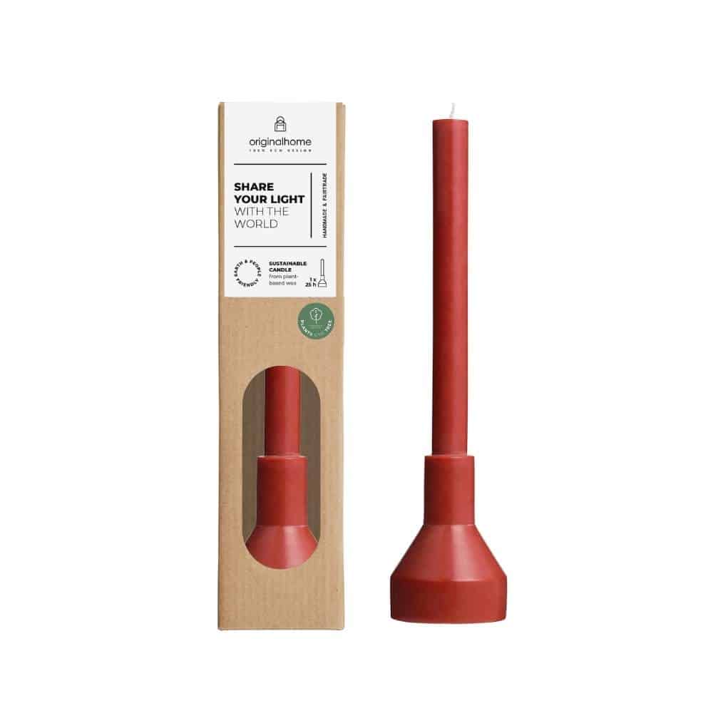 Candle & Holder - Warm Red
