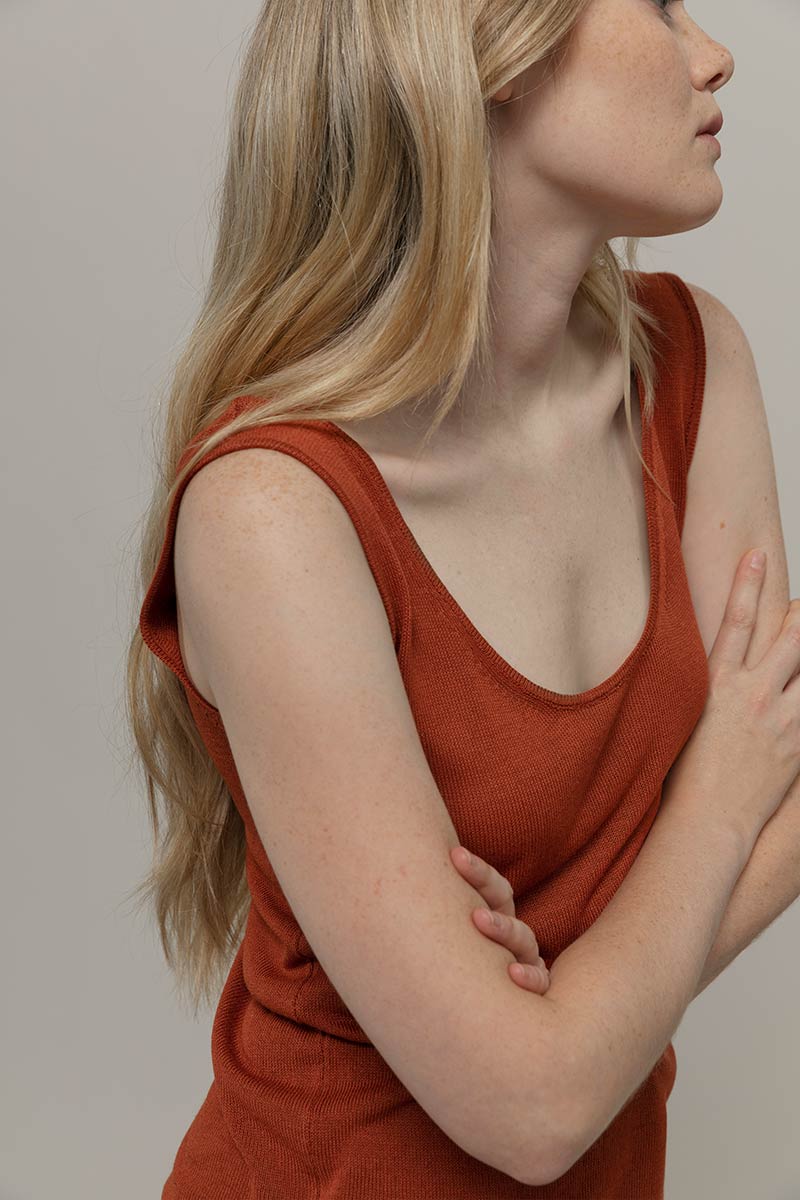 Valeria Recycled Viscose Top - Brown Terracotta