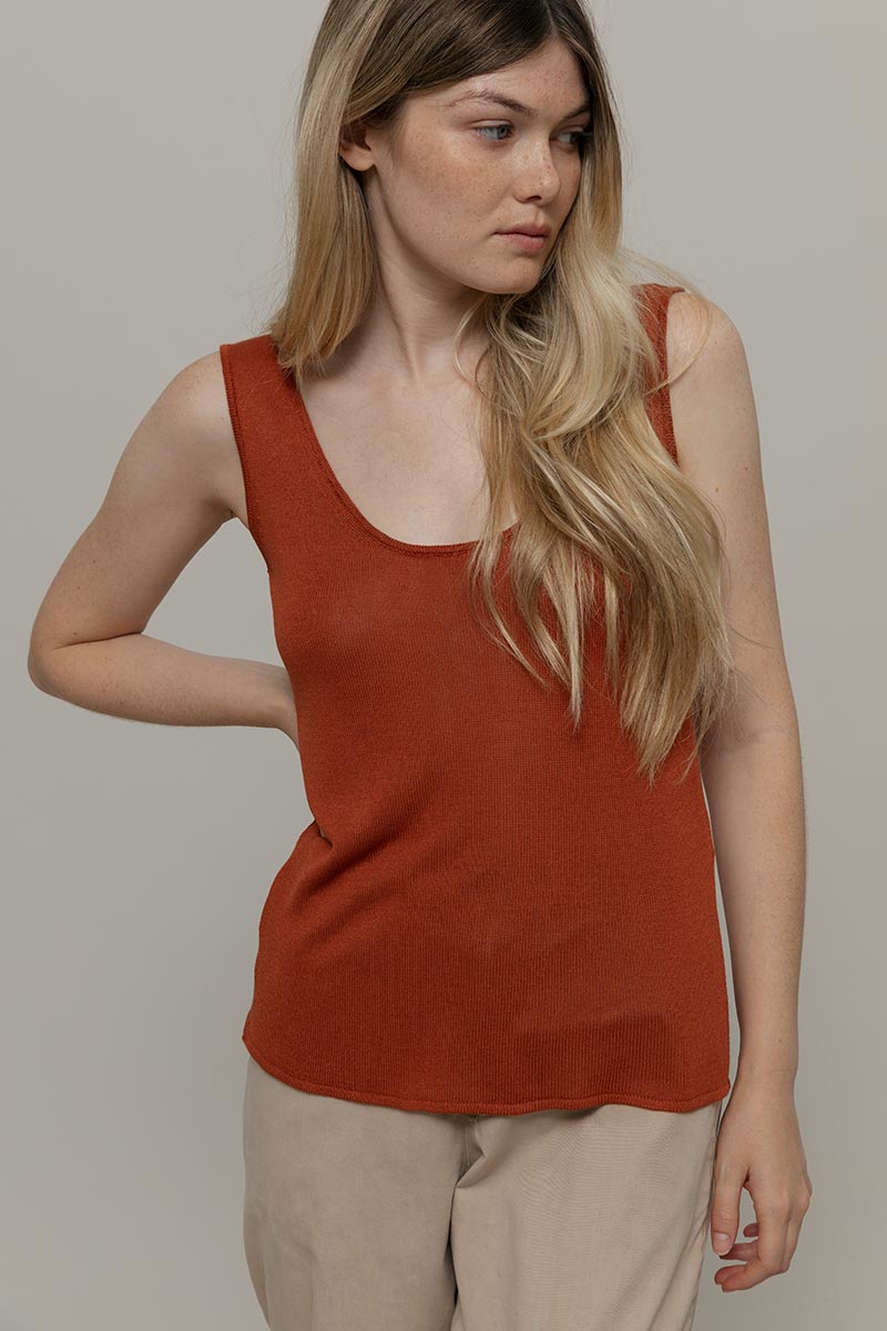 Valeria Recycled Viscose Top - Brown Terracotta