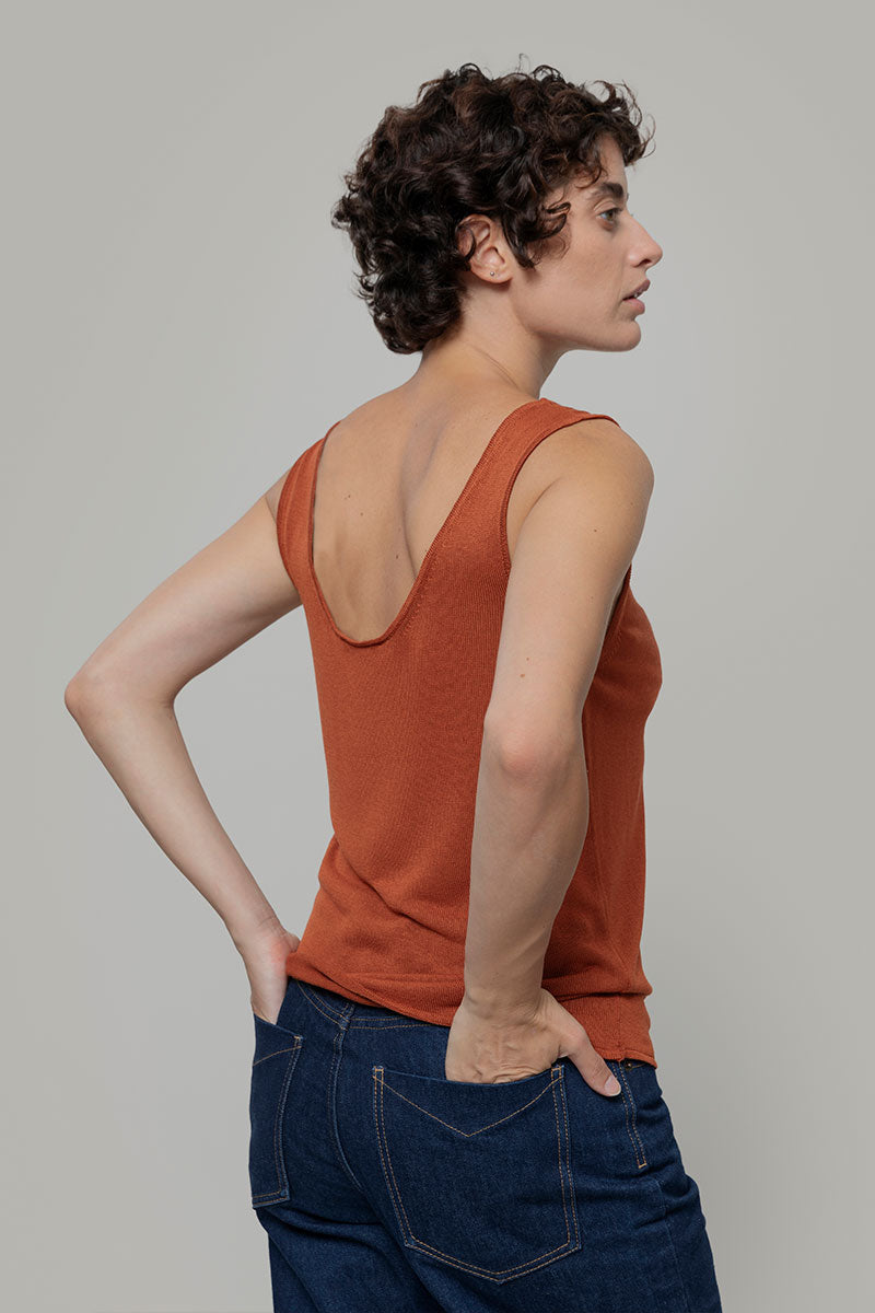 Valeria Recycled Viscose Top - Brown Terracotta