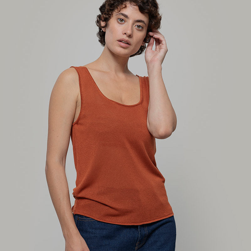 Valeria Recycled Viscose Top - Brown Terracotta