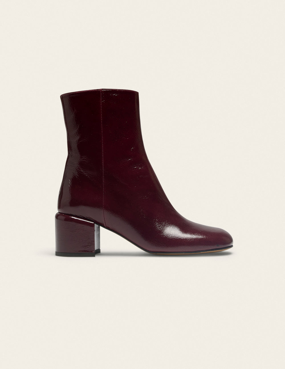 Heeled Ankle Boots Tasmin - Burgundy Patent Pleated Leather