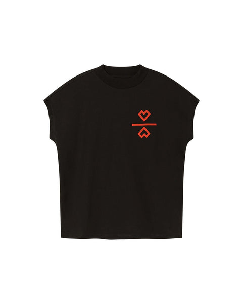 Thinking Mu Volta T-Shirt 2 Hearts - Black
