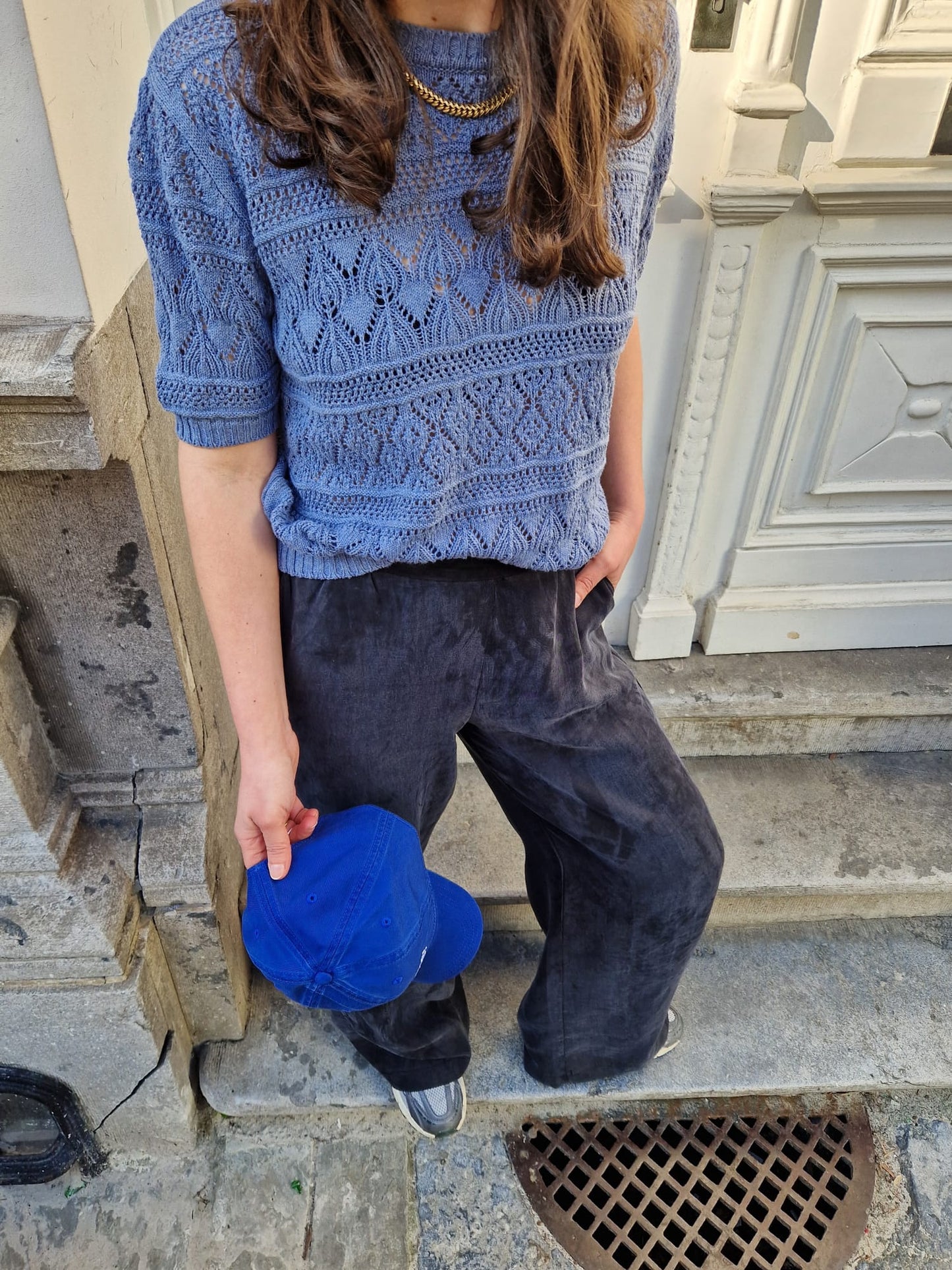 Neda Cotton Knit T-Shirt - Indigo