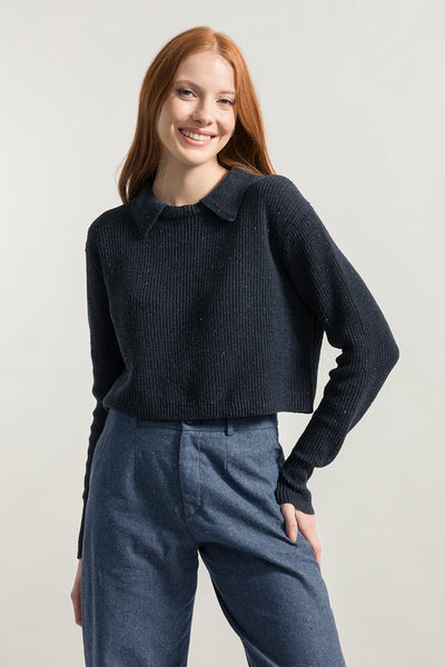 Recycled Cotton Sweater Martina - Baltic Blue