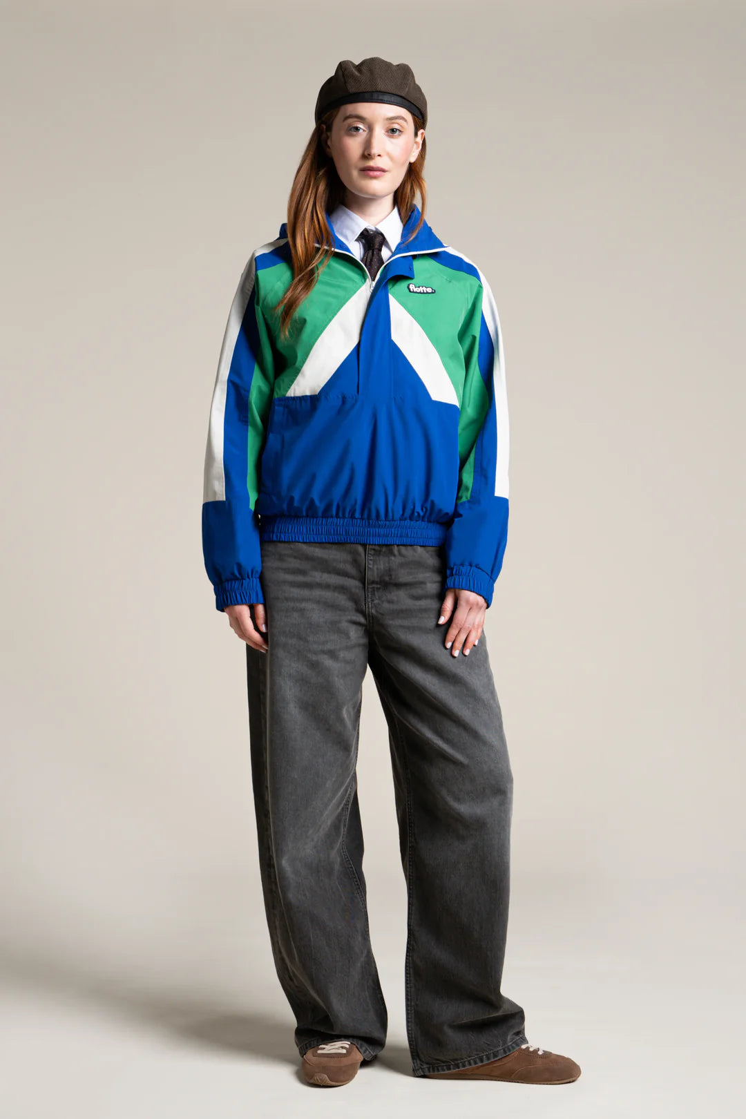 LAST ONE in S - Oversized Anorak Tricolor - Bleu Roi