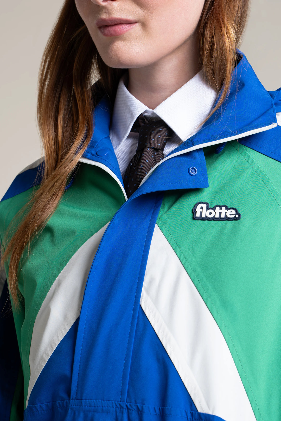 LAST ONE in S - Oversized Anorak Tricolor - Bleu Roi