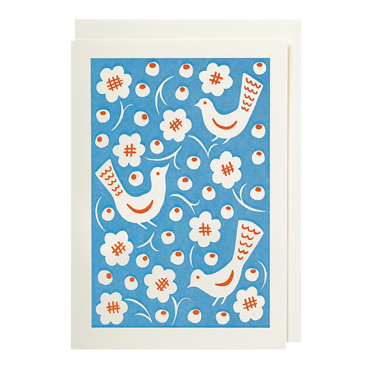 Archivist Gallery Notelet - Blue Bird Pattern