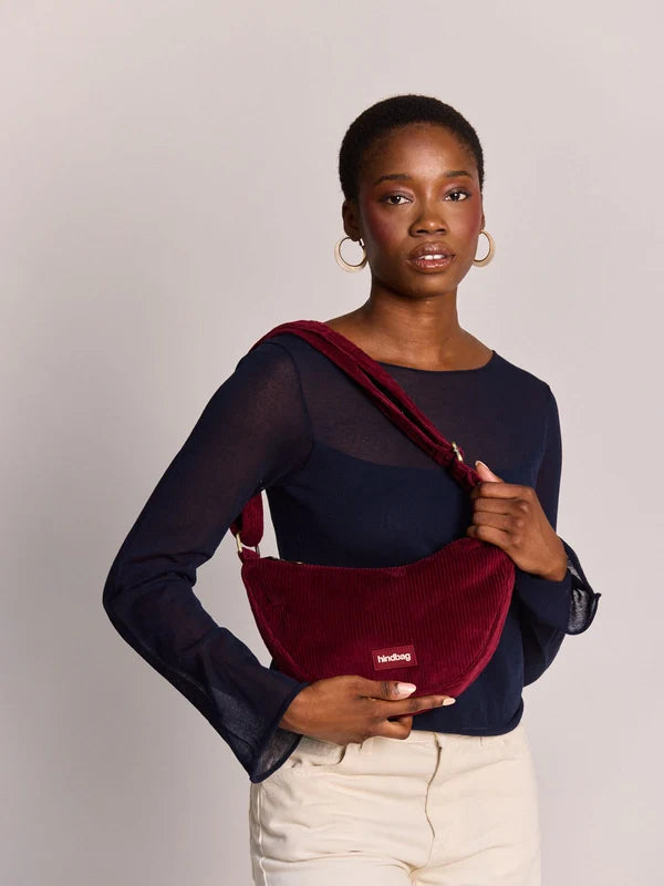 Andrea Half Moon Bag - Bordeaux Velours