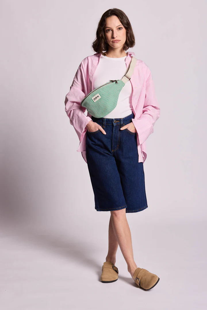 Olivia Banana bag - Thin Stripes Green