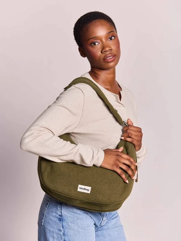 Bianca Shoulder Bag - Khaki Wool Effect