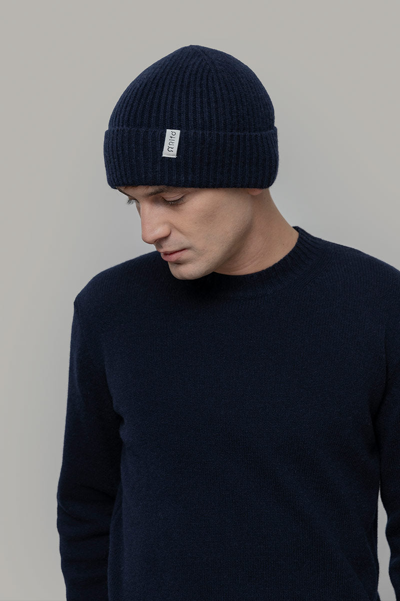 Rifo Recycled Cashmere Beanie Marcello - Blue Mora