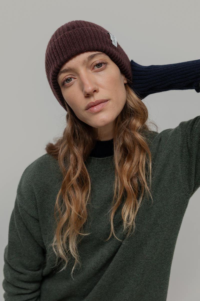 Rifo Recycled Cashmere Beanie Marcello - Coffee Brown