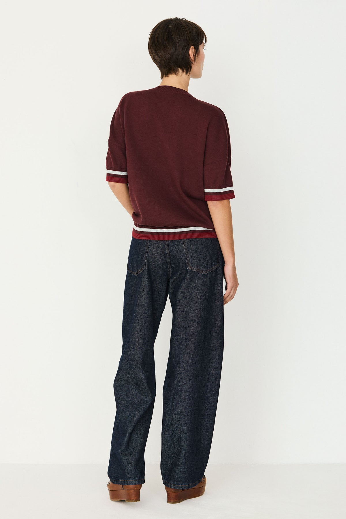 Dorleta Knitted Top / Short Sleeved Jumper - Chocolate