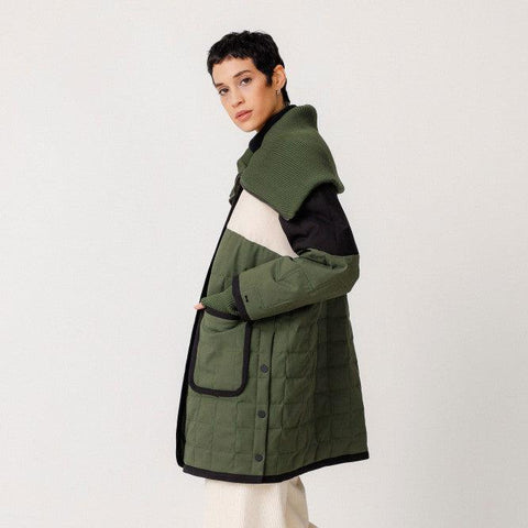 Edurra Coat - Black/Off White/Green