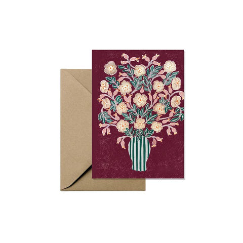 Mini Greeting Card - Dog Rose in Vase