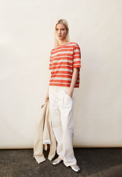 Finiaa Block Stripe T-Shirt - Poppy Red/Sandstone