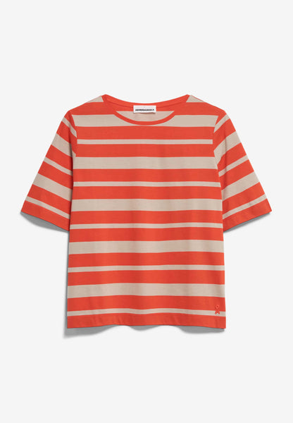 Finiaa Block Stripe T-Shirt - Poppy Red/Sandstone