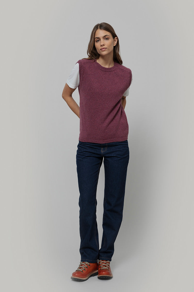 Angela Cashmere Gilet - Red Marsala