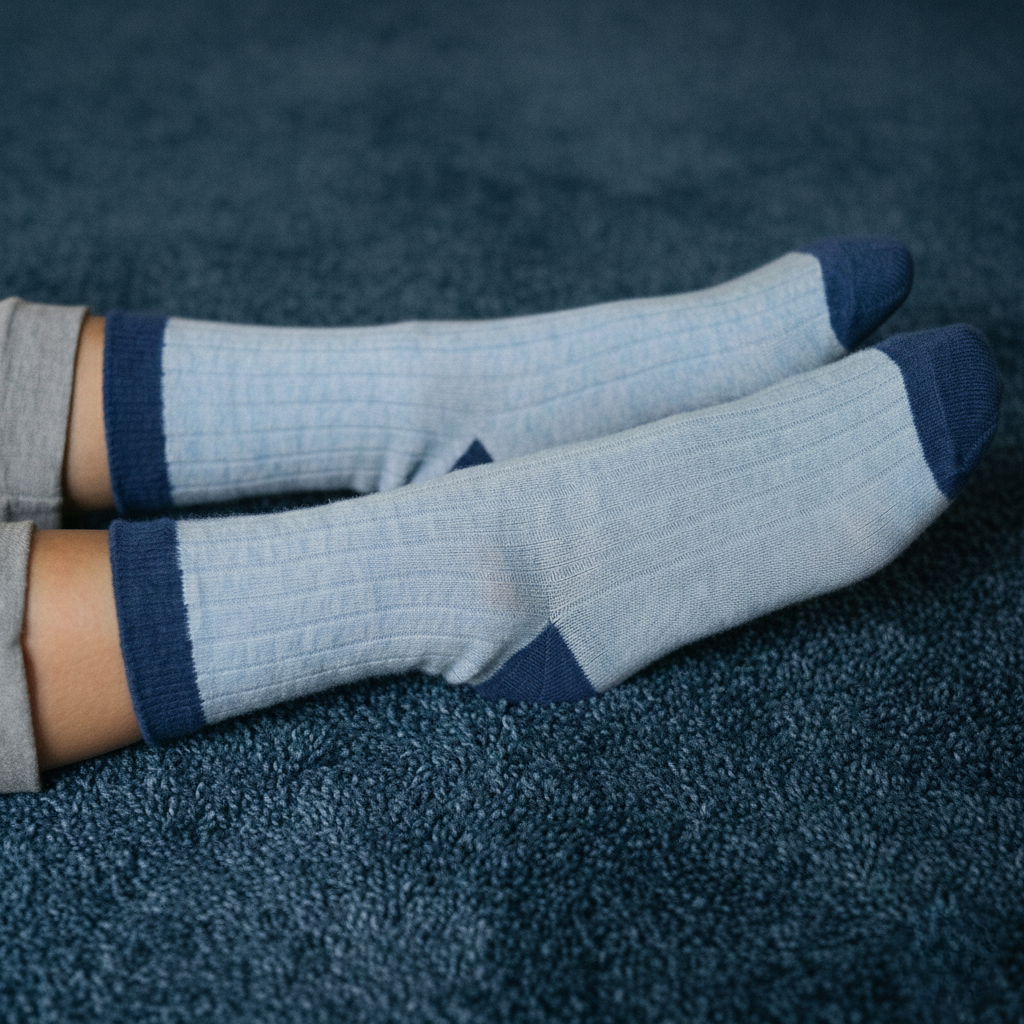 Merino Wool Socks with Bands - Grey/Blue