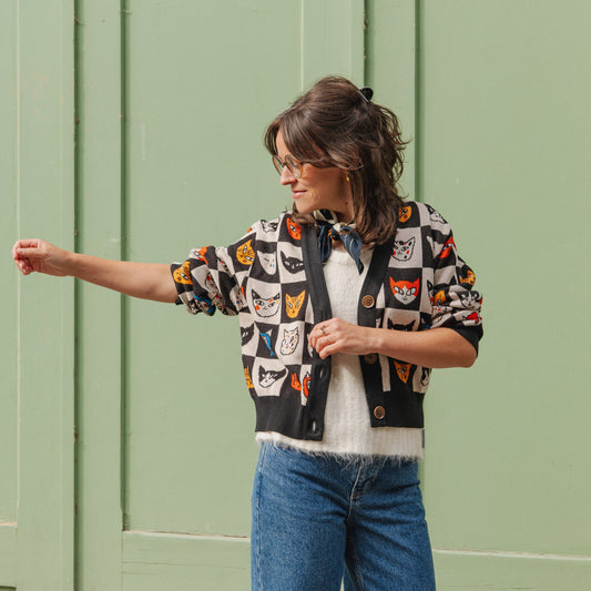 Kanan Cat Bingo Cardigan - Black