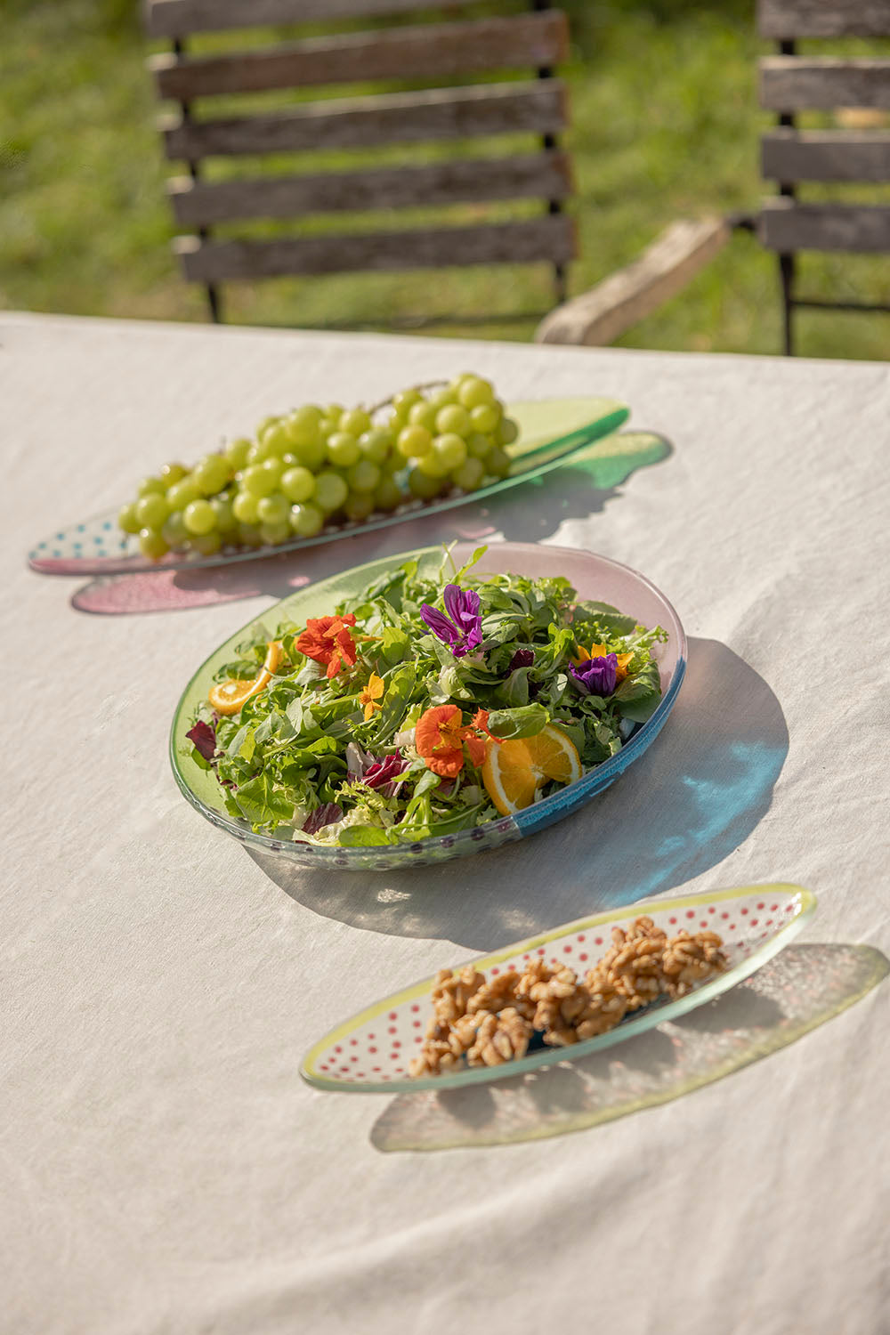 Glass Serving Bowl L Floating Hues - Multicolor
