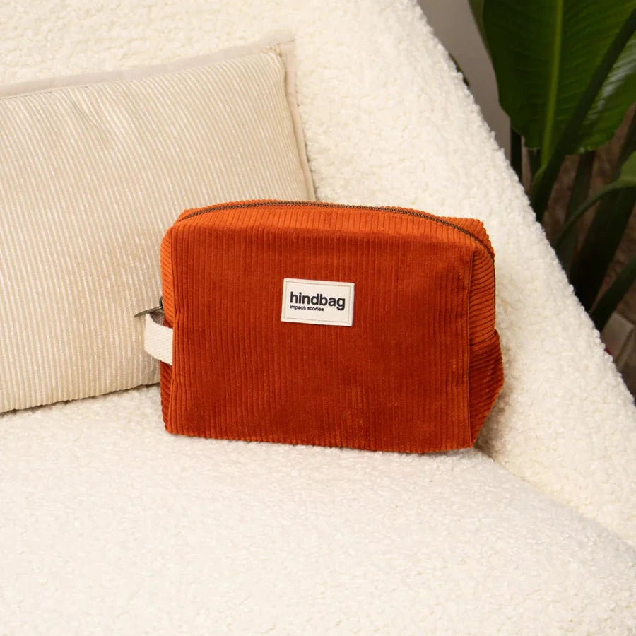 Leon Corduroy Toiletry Bag - Brick