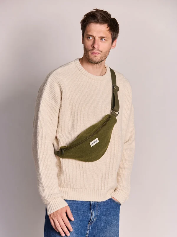 Olivia Banana bag - Khaki Wool Effect