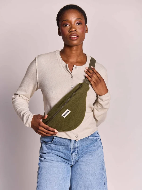 Olivia Banana bag - Khaki Wool Effect