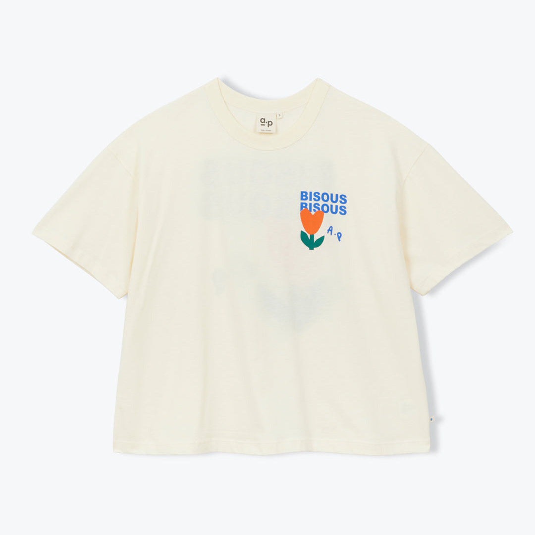 T-shirt Bisous Bisous - Ecru