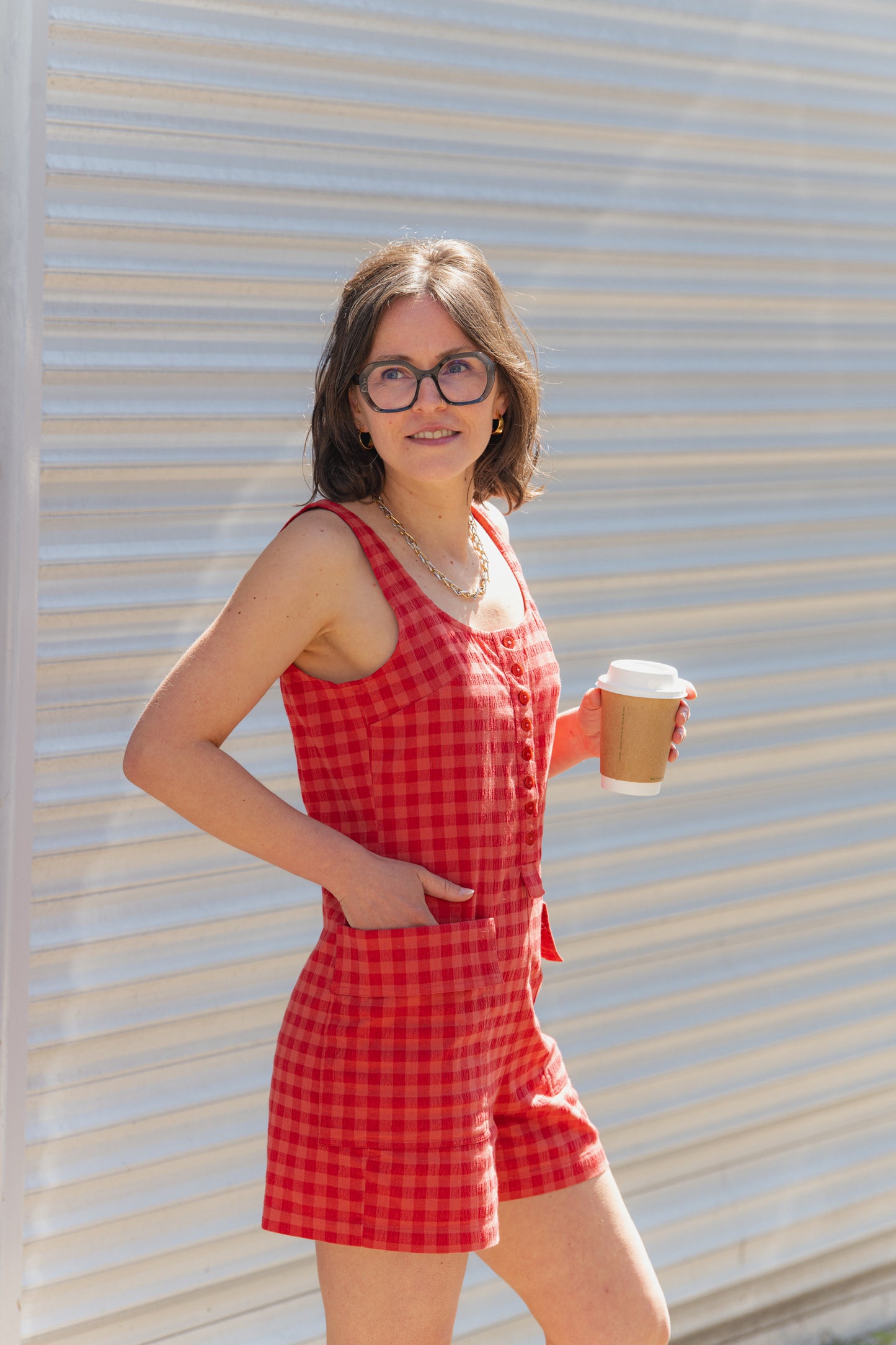 Maud Seersucker Jumpsuit - Red Checks