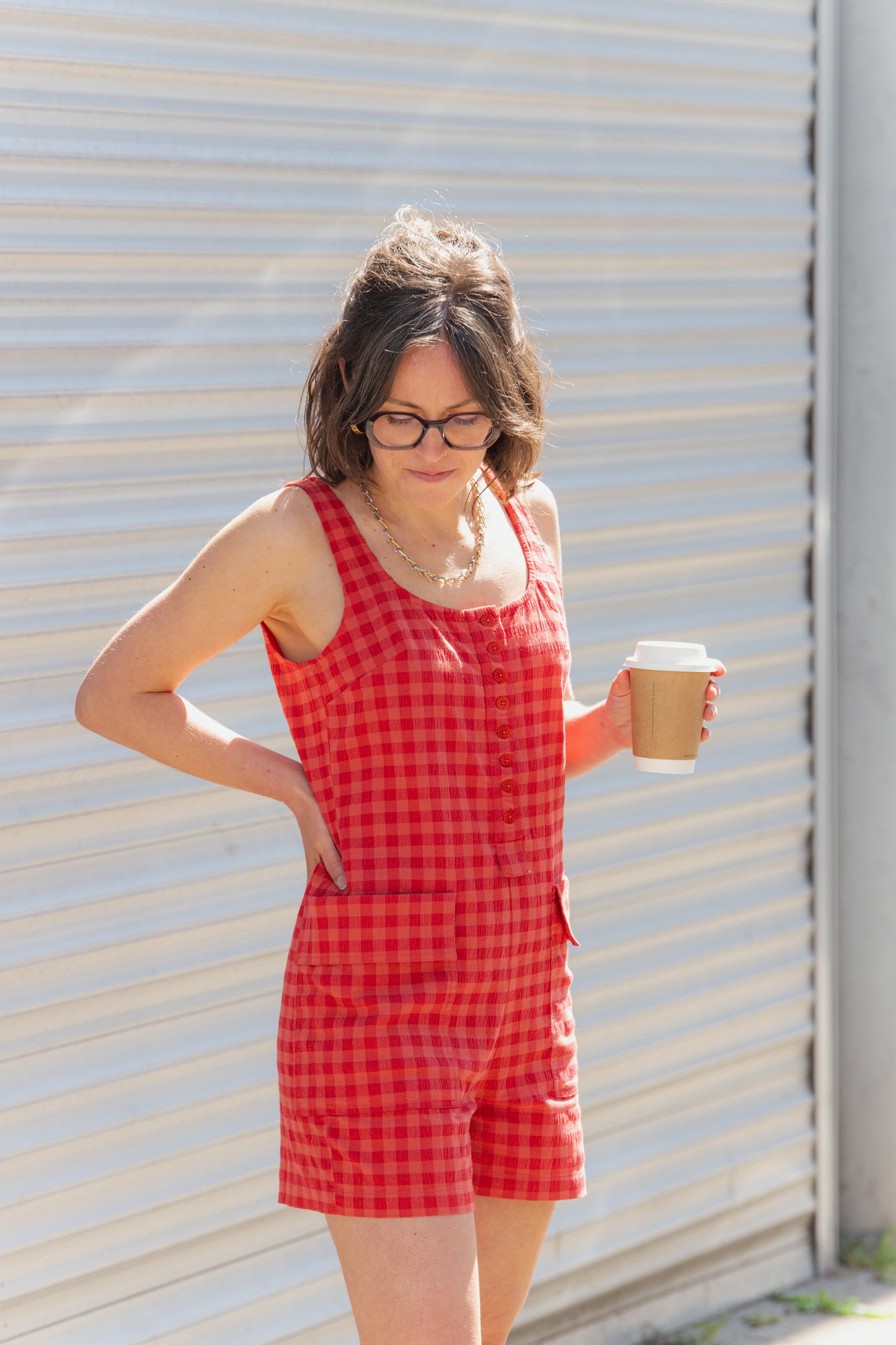 Maud Seersucker Jumpsuit - Red Checks