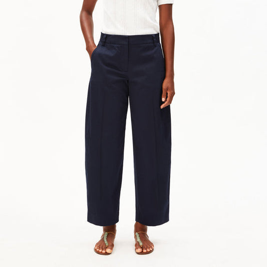 Barrel Leg Twill Pants - Night Sky