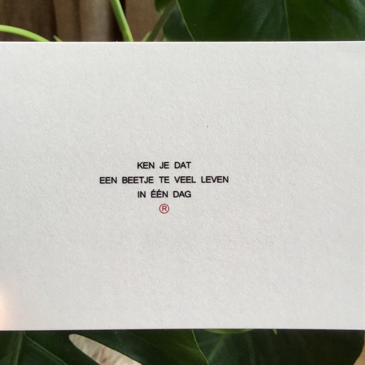 Ruth Van de steene Card #25- Teveel Leven