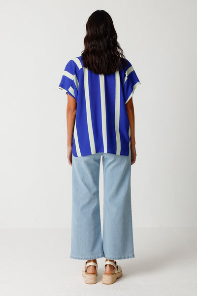 Uma Shirt - Blue/Mint Stripes